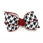 Black (Houndstooth) Cranberry Pico Stitch Bow - 3 inch